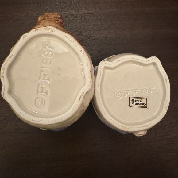 VTG Fitz and Floyd "Bacon and Eggs" Pig Hen Creamer & Sugar 1987 Cottage Core - Picture 12 of 16